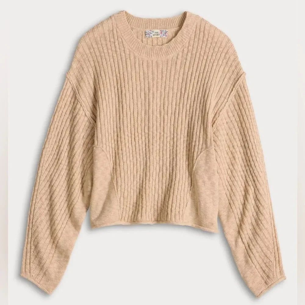PINK REPUBLIC XL Juniors Crème Fresh Ivory Knit Boxy Fit Cropped Sweater - Picture 5 of 16